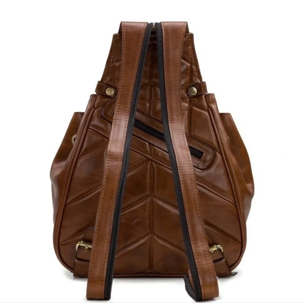 NEW Brown Patricia Nash Itala Saddle Sling Convertible Leather Shoulder Bag
